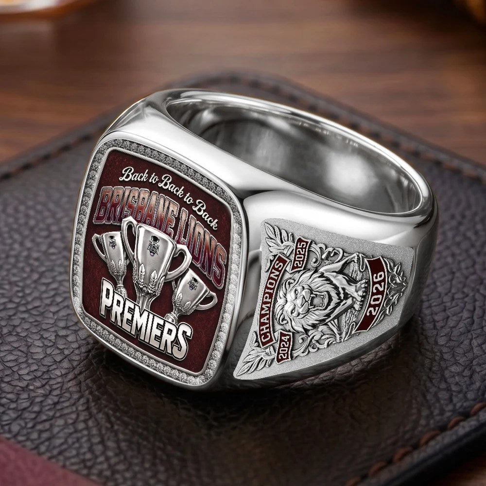 Brisbane Lions Threepeat Premiers 3D Engraved Ring – TMTHU9616