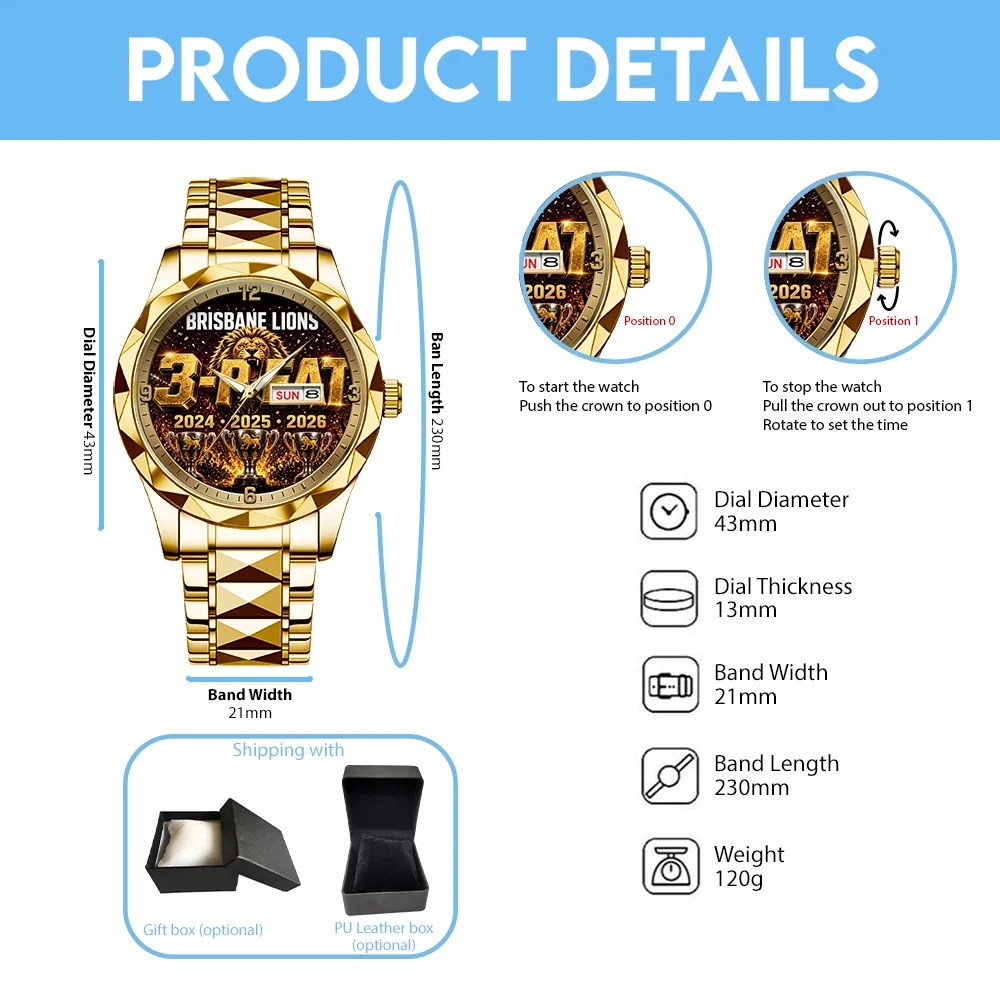 Brisbane Lions Threepeat Premiers Alloy Luxury Quartz Watch – TMTHU10253