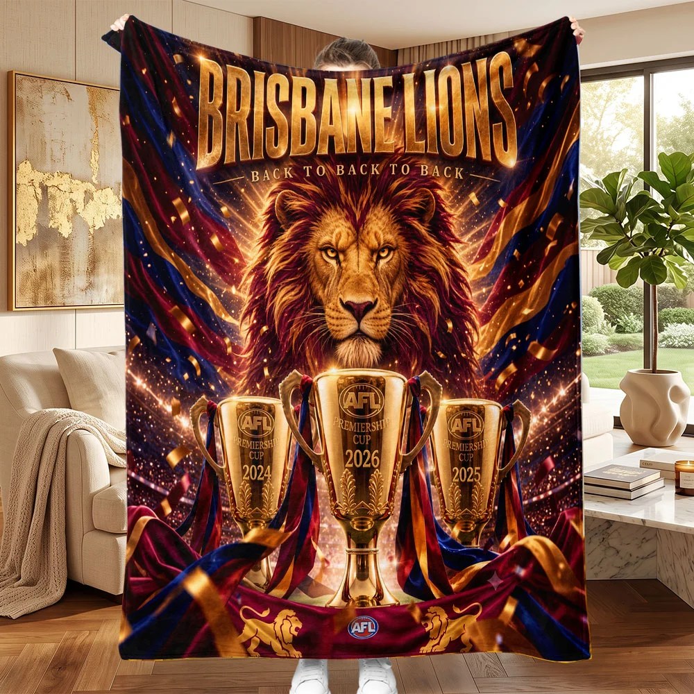 Brisbane Lions Threepeat Premiers Fleece Blanket – TMTHU9795