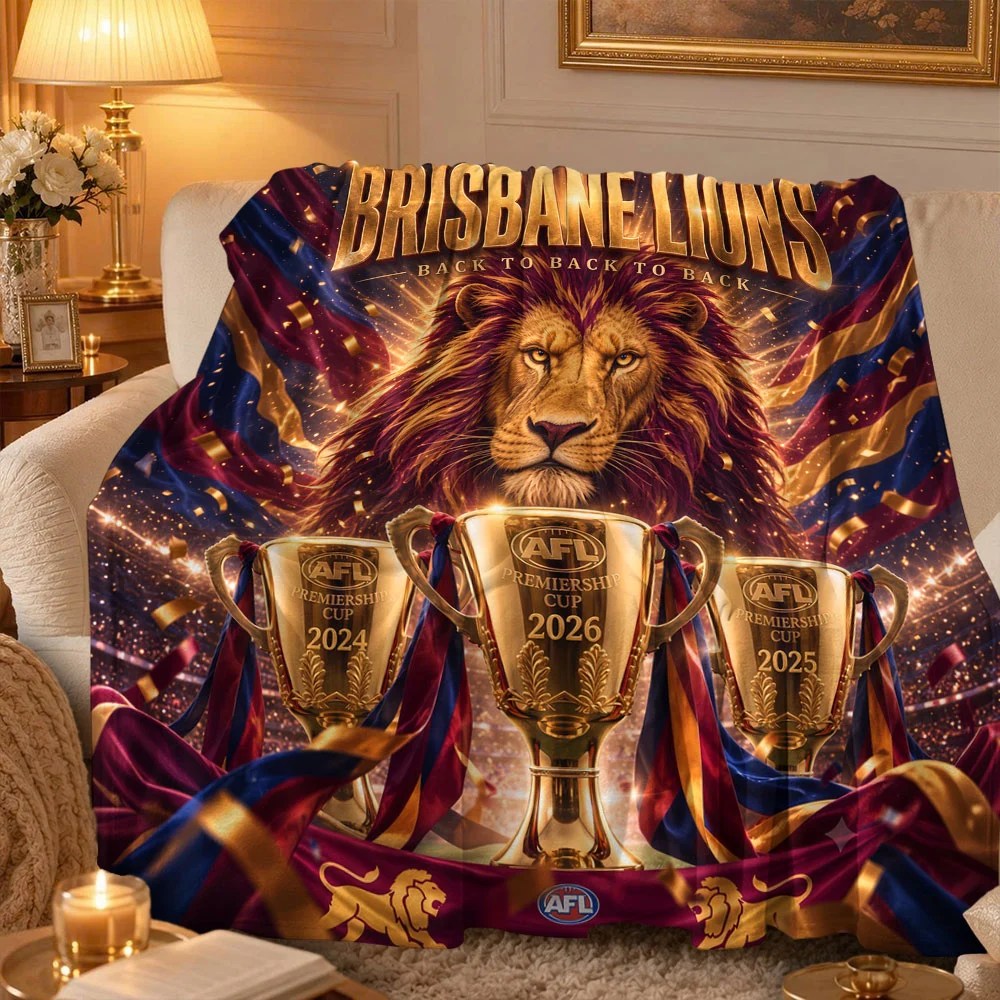 Brisbane Lions Threepeat Premiers Fleece Blanket – TMTHU9795