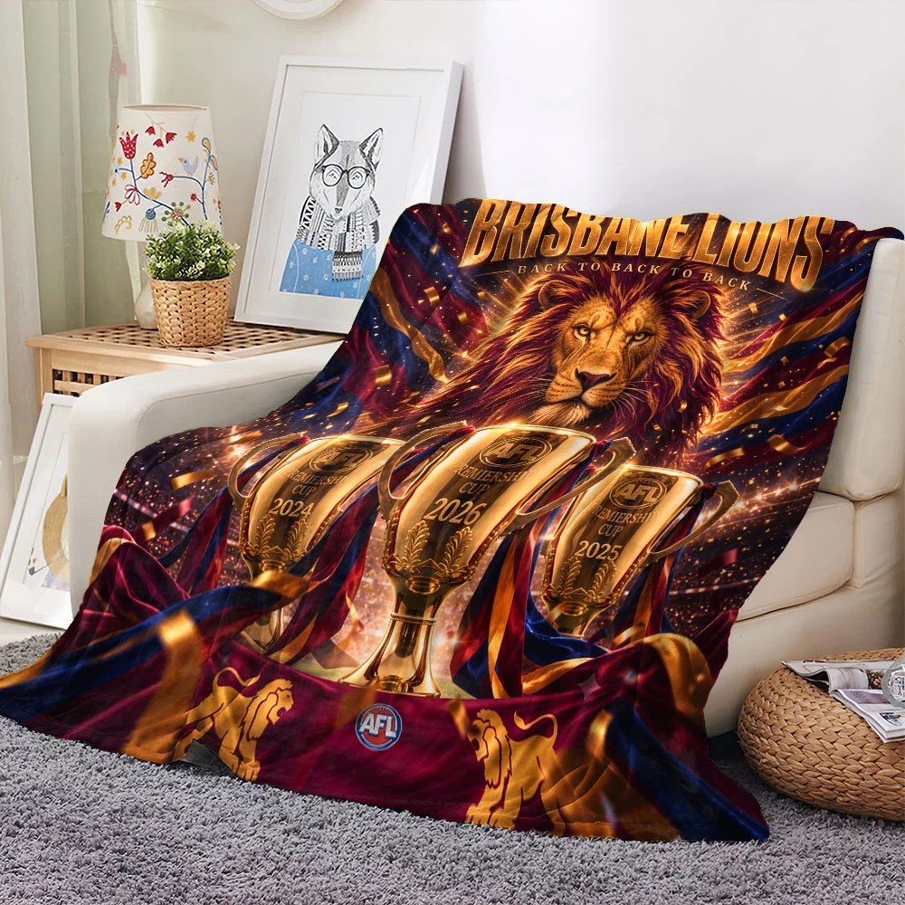 Brisbane Lions Threepeat Premiers Fleece Blanket – TMTHU9795