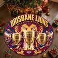 Brisbane Lions Threepeat Premiers Foldable Round Rug – TMTHU9755