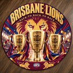 Brisbane Lions Threepeat Premiers Foldable Round Rug – TMTHU9755