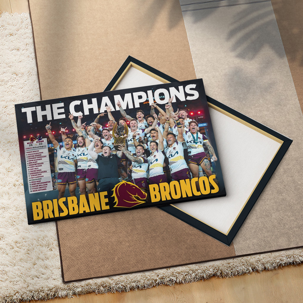 Brisbane Broncos 2025 NRL Premiers Canvas With Inner Frame – HOATT13863