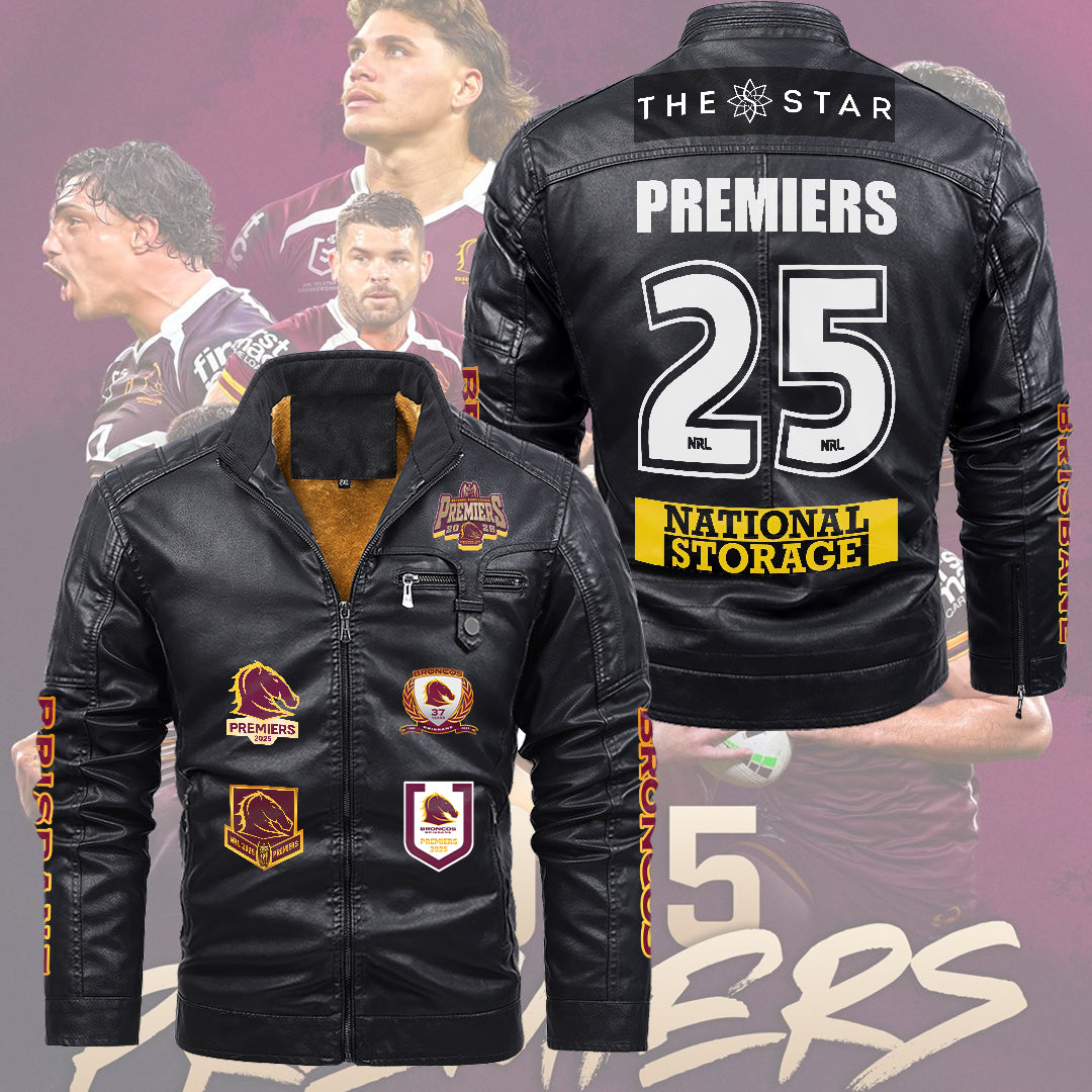 Brisbane Broncos 2D Leather Yellow Fleece Jacket – TMTHU2209