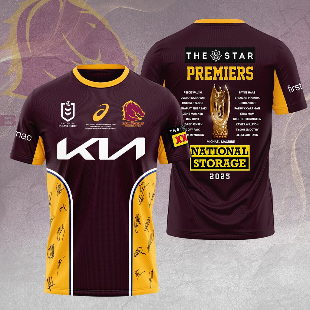 Brisbane Broncos 2025 NRL Premiers 3D Apparel – HOATT14140