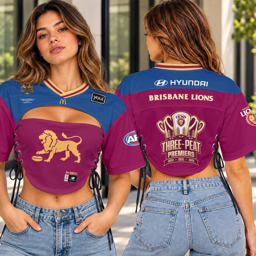 Brisbane Lions 2026 AFL Premiers Women's Lace-Up Crop Jersey – HOATT21401