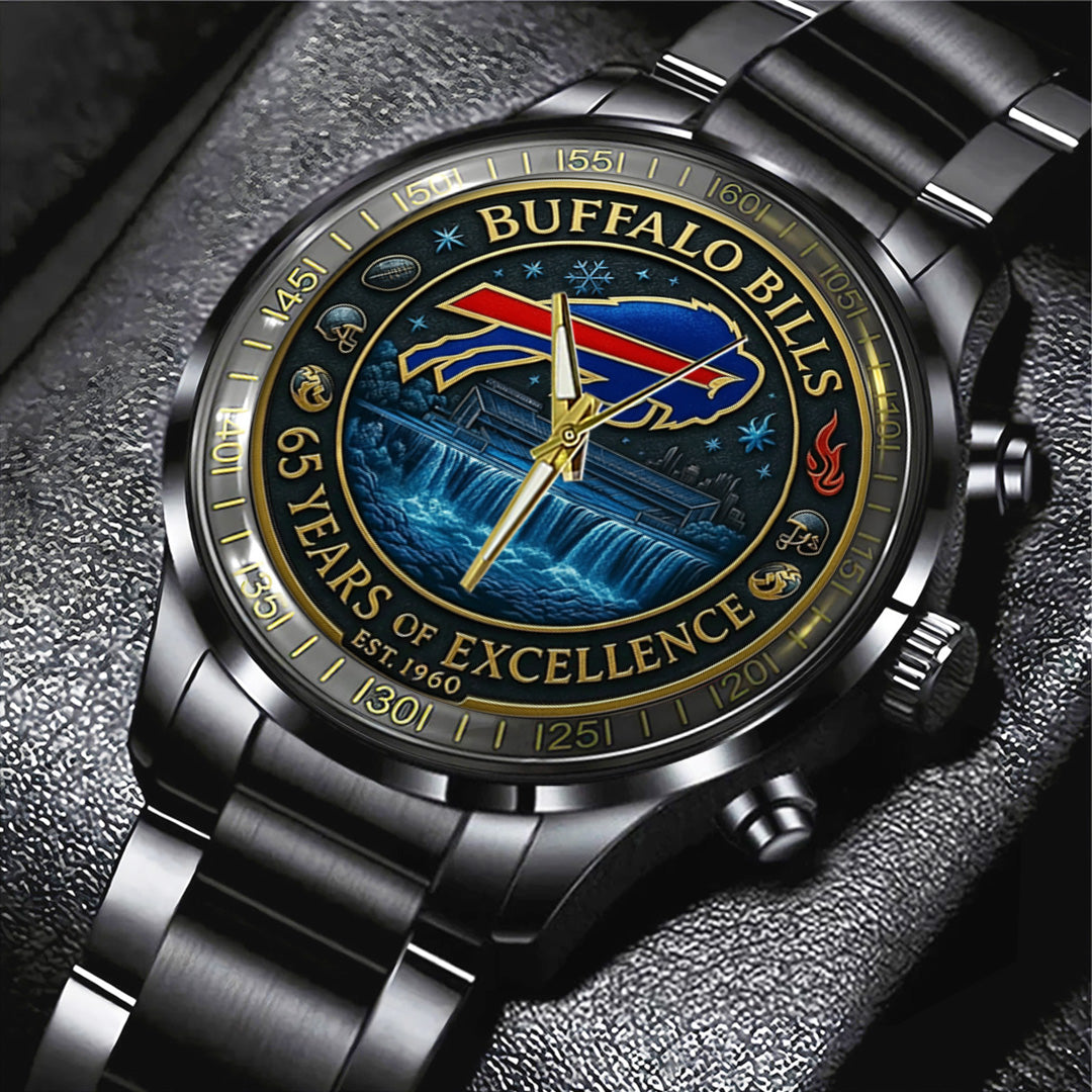 Buffalo Bills 65th Anniversary 2025 Black Stainless Steel Watch – TANTN16089