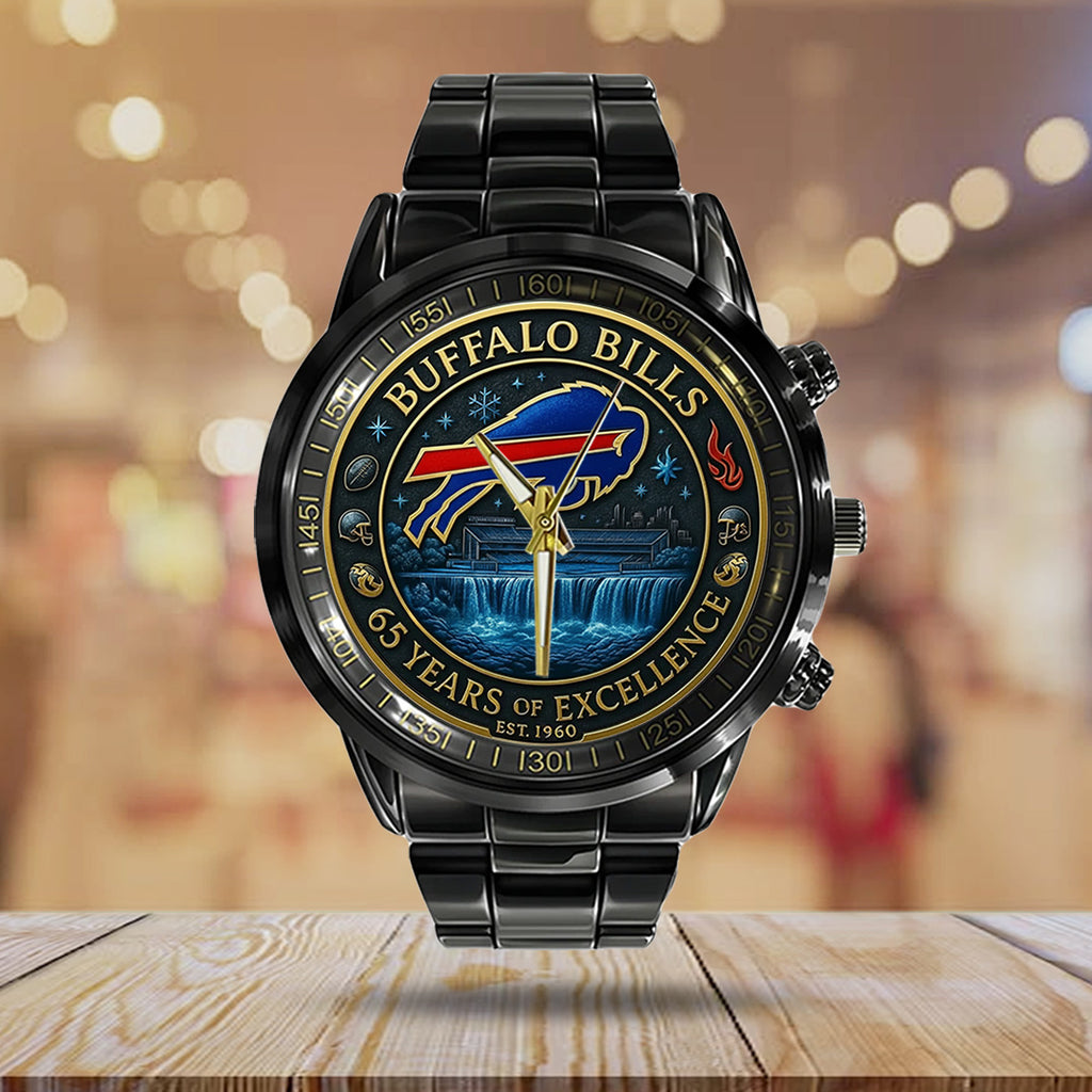 Buffalo Bills 65th Anniversary 2025 Black Stainless Steel Watch – TANTN16089