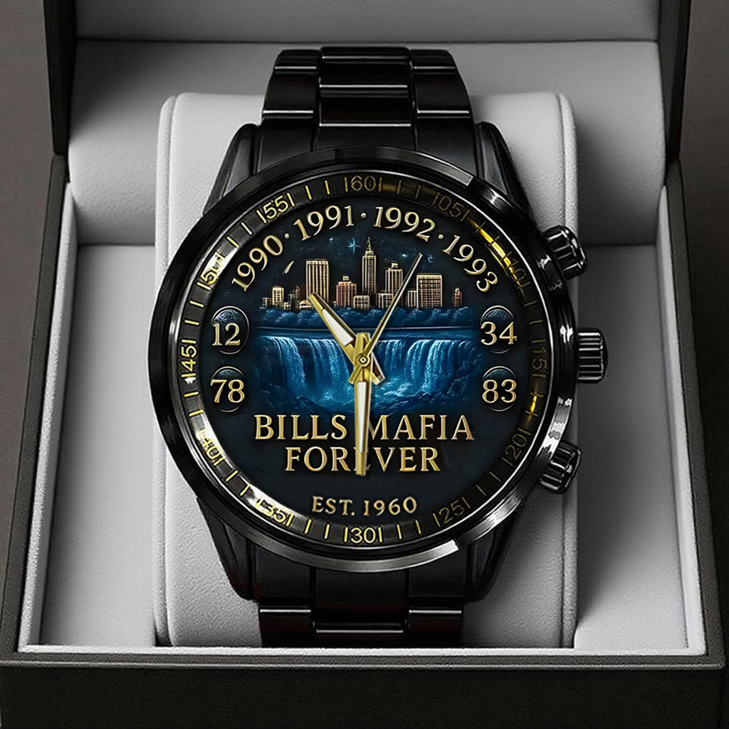 Buffalo Bills 65th Anniversary 2025 Black Stainless Steel Watch – TANTN16091