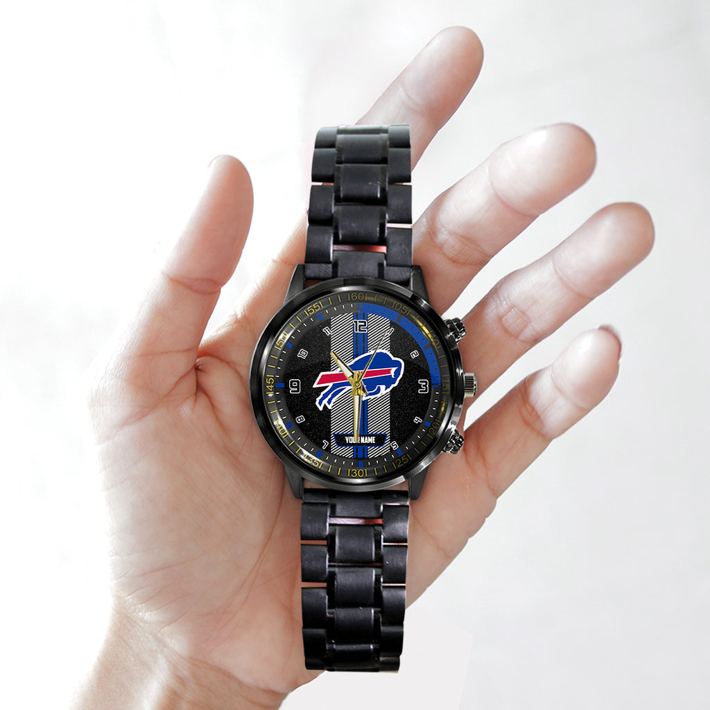 Personalized Buffalo Bills Black Stainless Steel Watch – TANTN16006