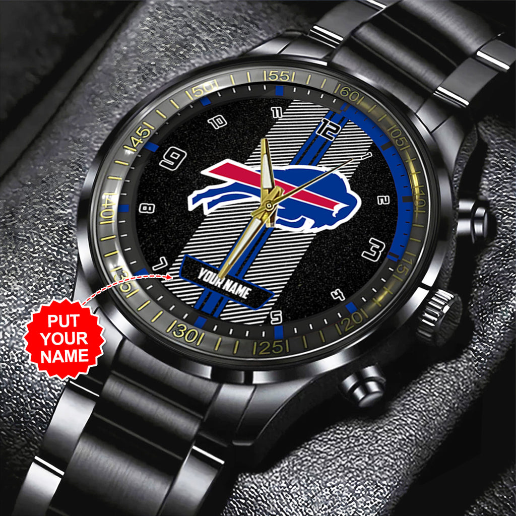 Personalized Buffalo Bills Black Stainless Steel Watch – TANTN16006