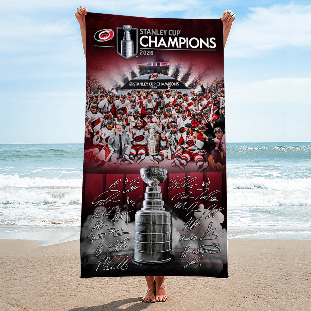 Carolina Hurricanes 2026 Stanley Cup Champions Rectangle Beach Towel – TMTHU6825