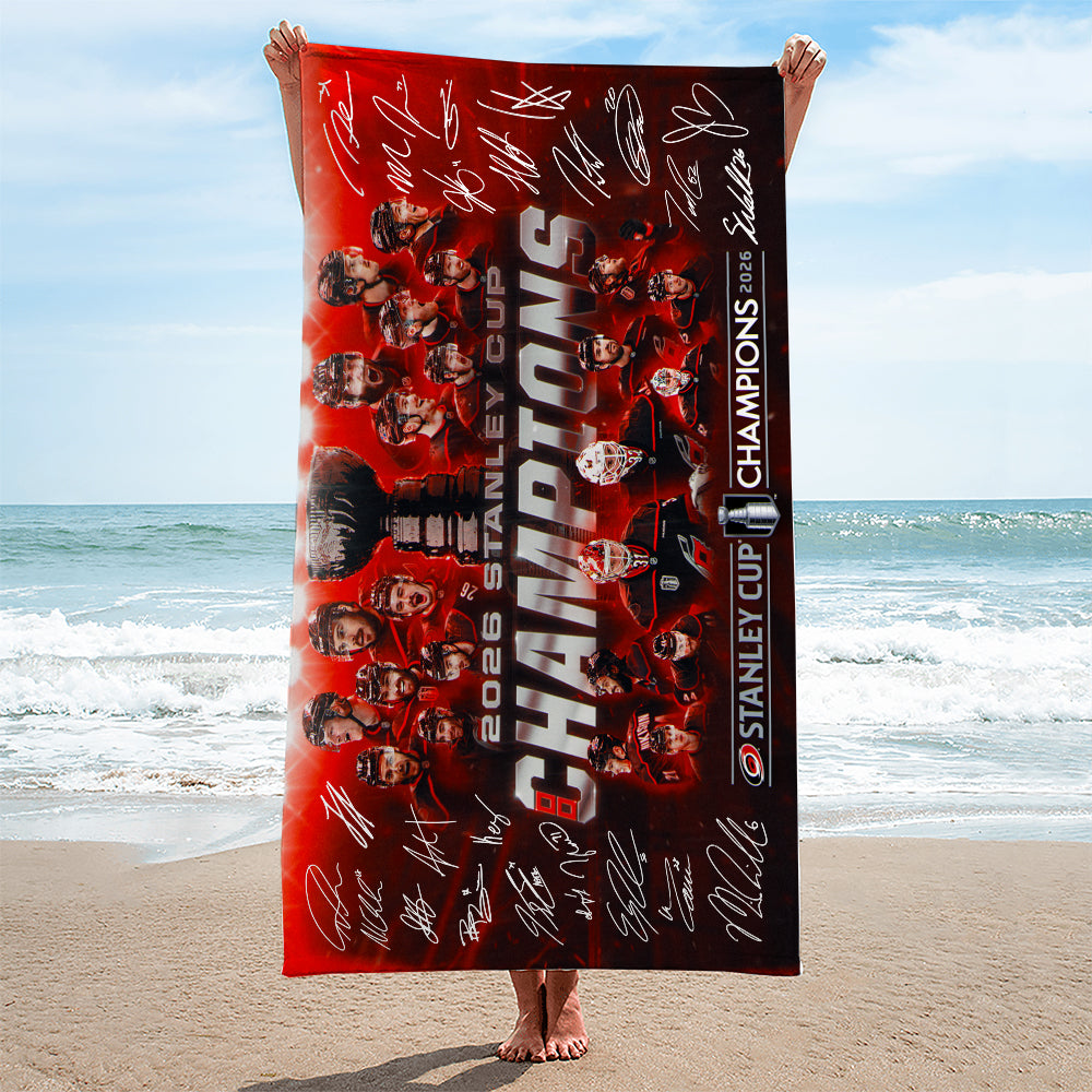 Carolina Hurricanes 2026 Stanley Cup Champions Rectangle Beach Towel – TMTHU6834