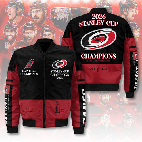Carolina Hurricanes 2026 Stanley Cup Champions 3D Bomber Jacket – TMTHU6970