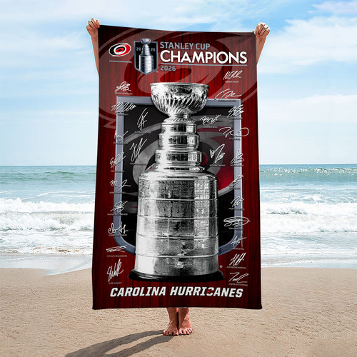 Carolina Hurricanes 2026 Stanley Cup Champions Rectangle Beach Towel – HOATT18807