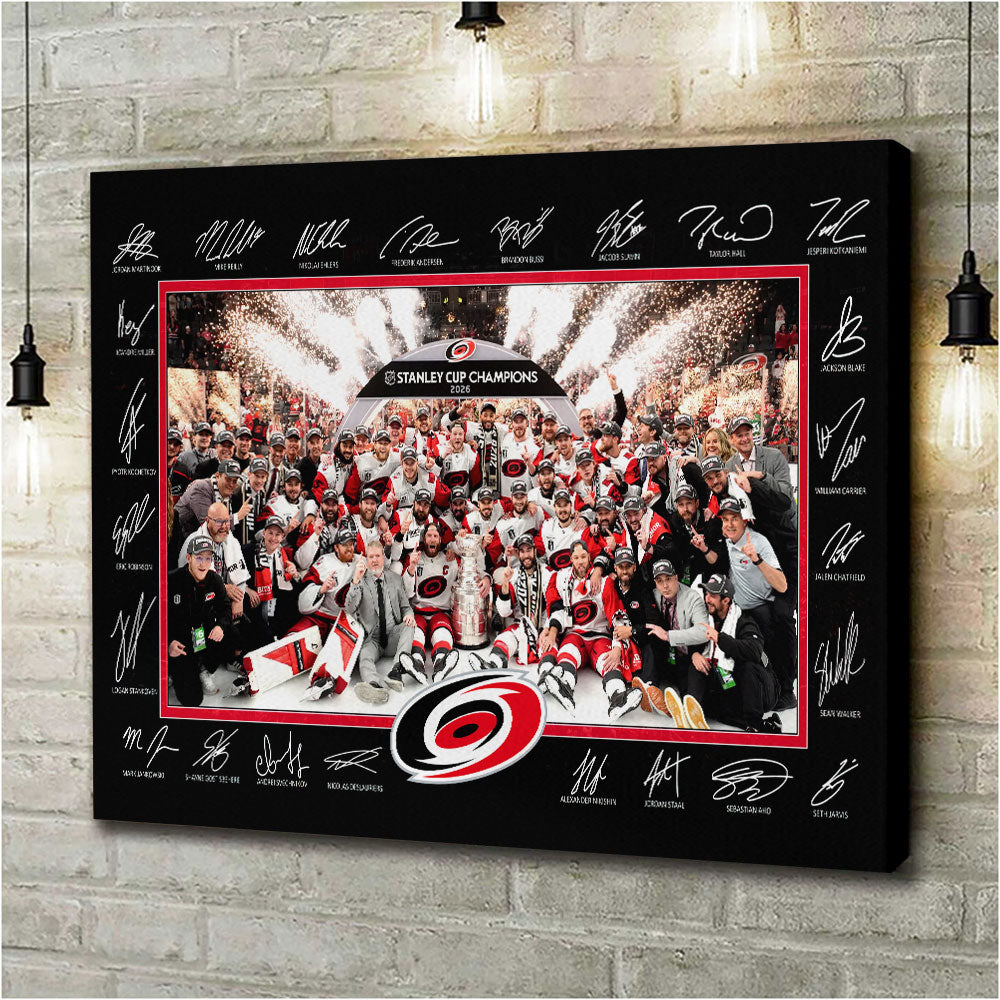 Carolina Hurricanes 2026 Stanley Cup Champions Rectangle Canvas With Inner Frame – HOATT18638