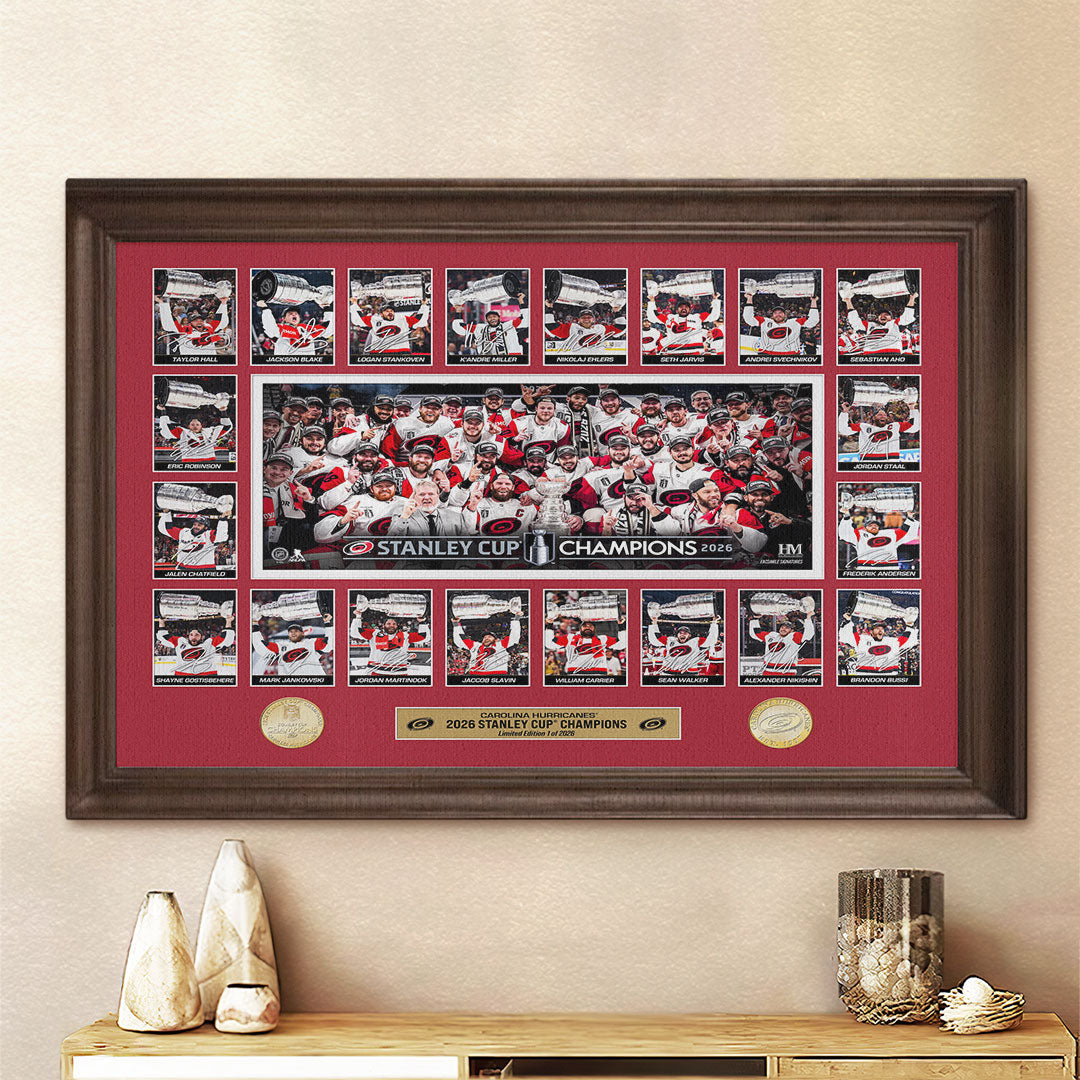 Carolina Hurricanes 2026 Stanley Cup Champions Rectangle Canvas With Inner Frame – TMTHU6824