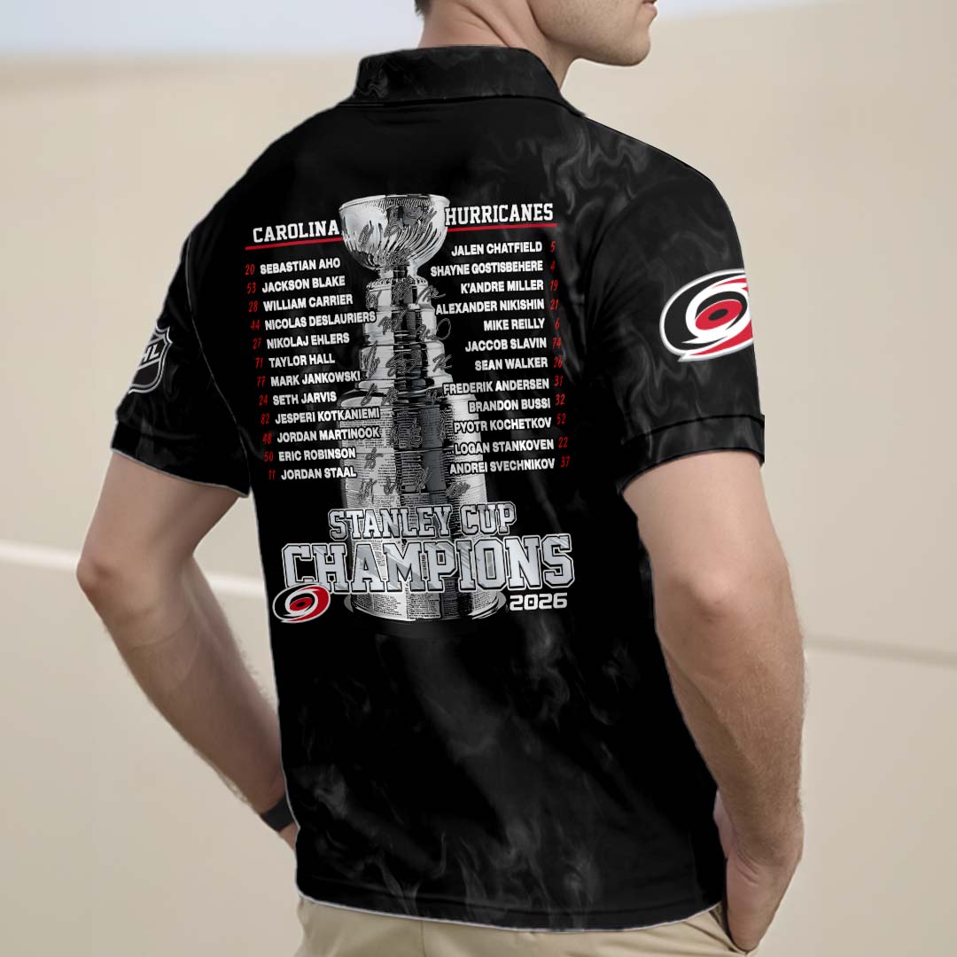 Carolina Hurricanes 2026 Stanley Cup Champions Zip Polo Shirt – HOATT19239