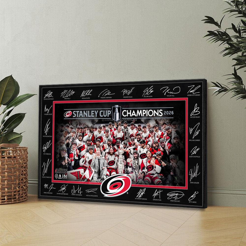 Carolina Hurricanes Stanley Cup Champions 2026 Rectangle Canvas With Inner Frame – TANTN23728