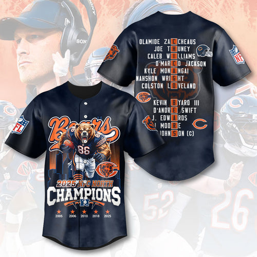 Chicago Bears 2025 NFC North Champions Baseball Jersey – HOATT15464