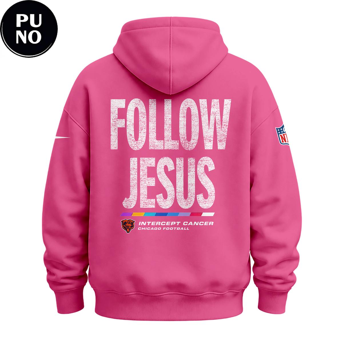 Chicago Bears Crucial Catch 2026 Follow Jesus Pink Hoodie T-Shirt