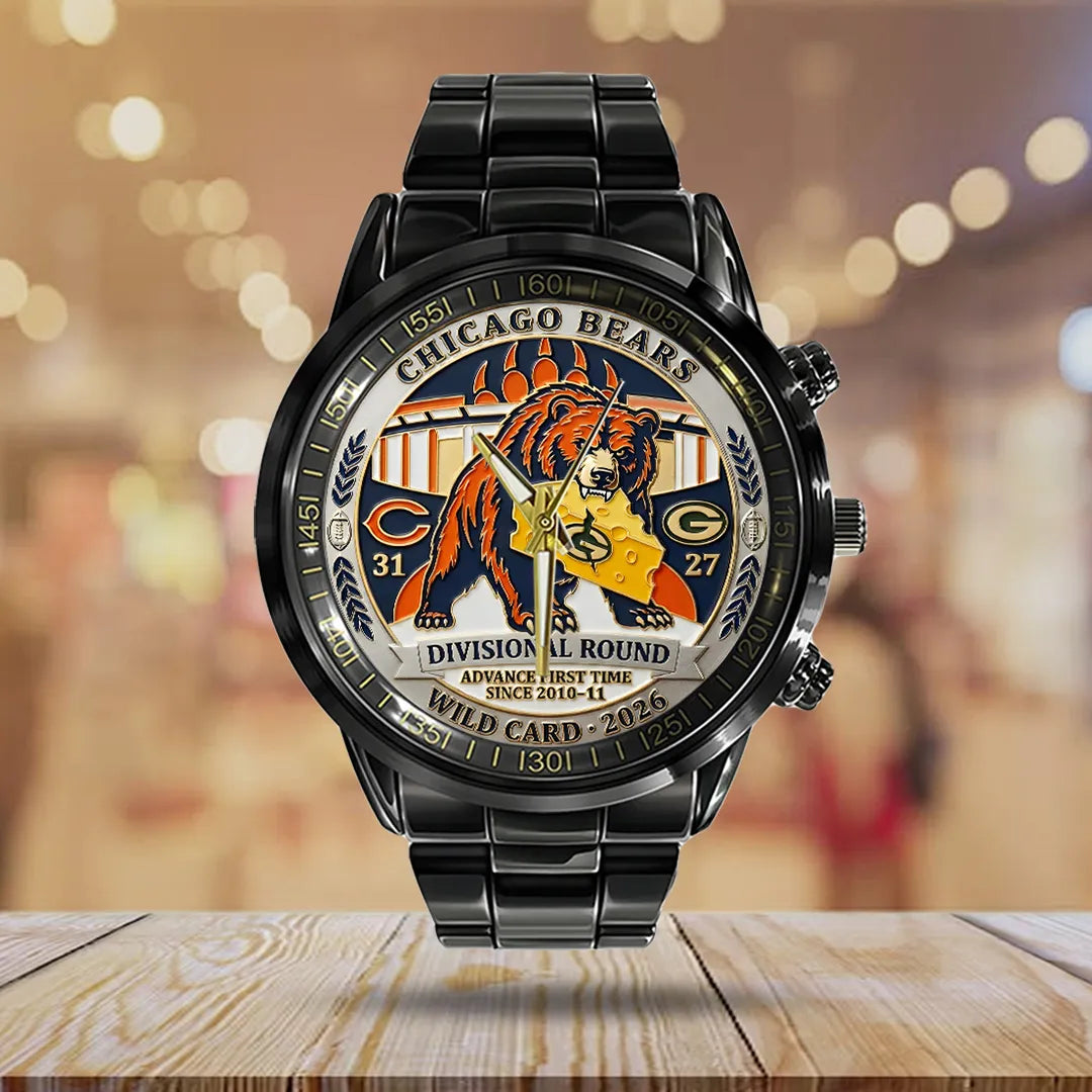 Chicago Bears Wild Card 2026 Black Stainless Steel Watch – TANTN20503