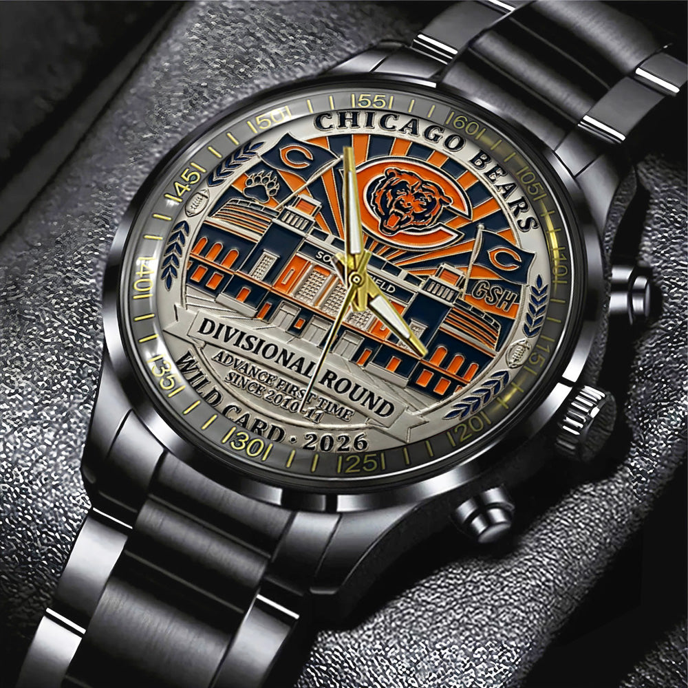 Chicago Bears Wild Card 2026 Black Stainless Steel Watch – TANTN20505