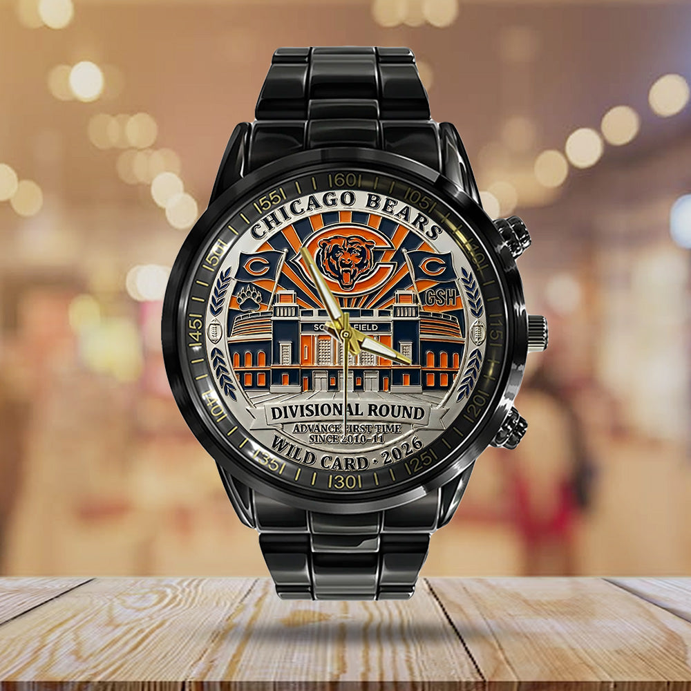 Chicago Bears Wild Card 2026 Black Stainless Steel Watch – TANTN20505