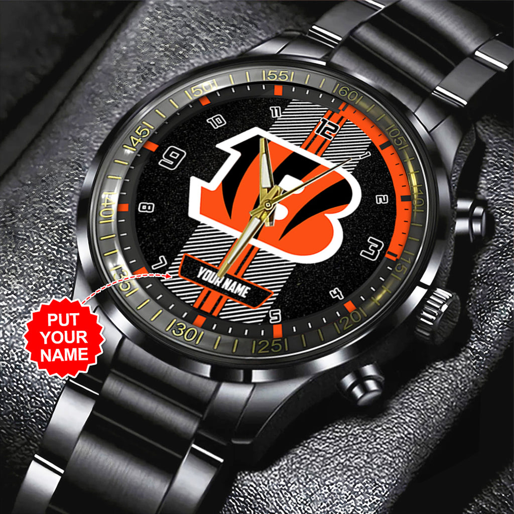 Personalized Cincinnati Bengals Black Stainless Steel Watch – TANTN16008