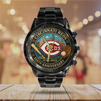 Cincinnati Reds 135th Anniversary 2025 Black Stainless Steel Watch – TANTN17068