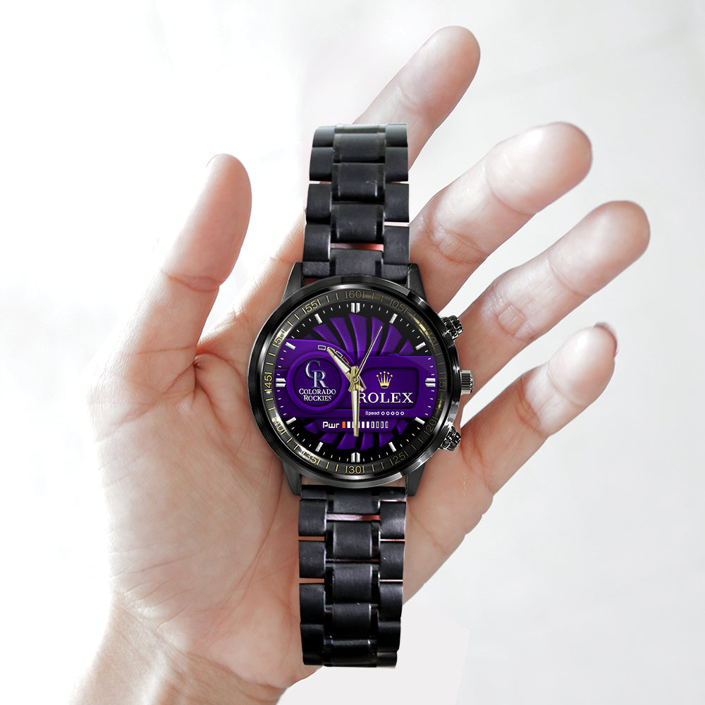 Colorado Rockies Black Stainless Steel Watch – MAITM13431