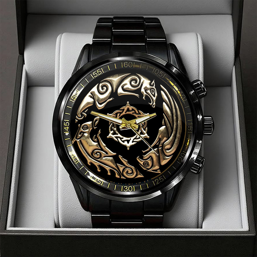 Crimson Desert Black Stainless Steel Watch – GNE5656