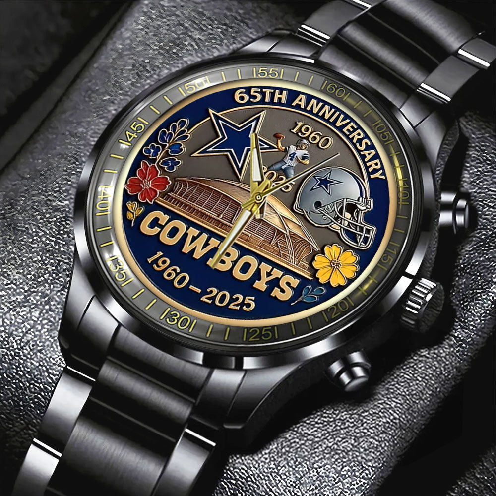 Dallas Cowboys 65th Anniversary Black Stainless Steel Watch – HOATT13565