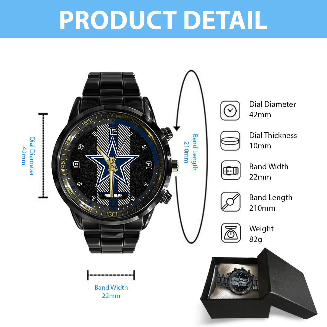 Personalized Dallas Cowboys Black Stainless Steel Watch – TANTN16011