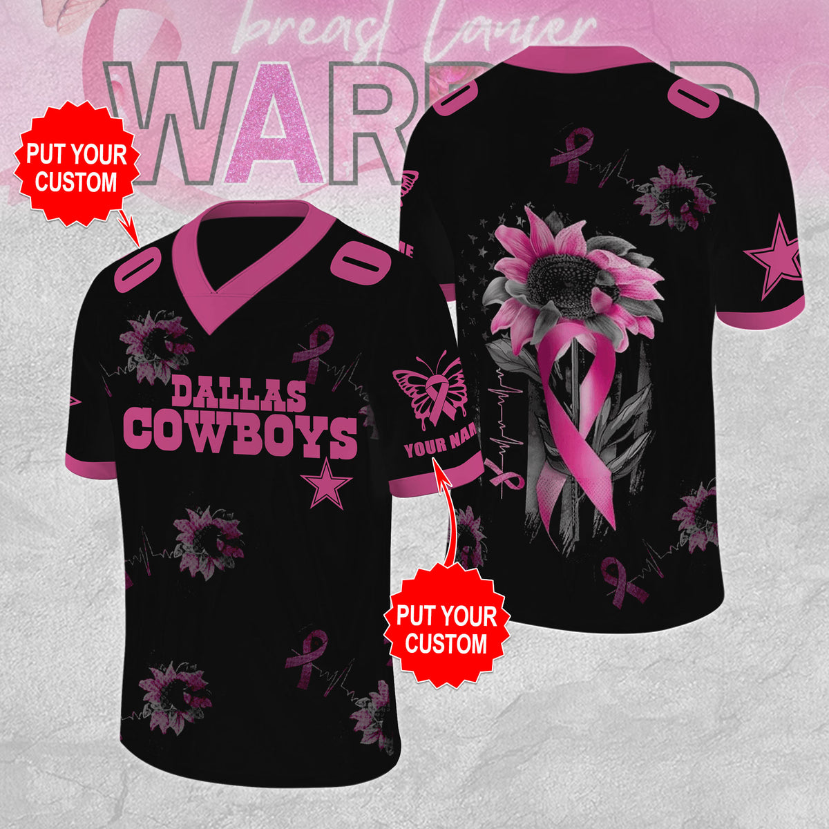 Personalized Dallas Cowboys x Breast Cancer Awareness 3D Football Jersey – MAITM12843