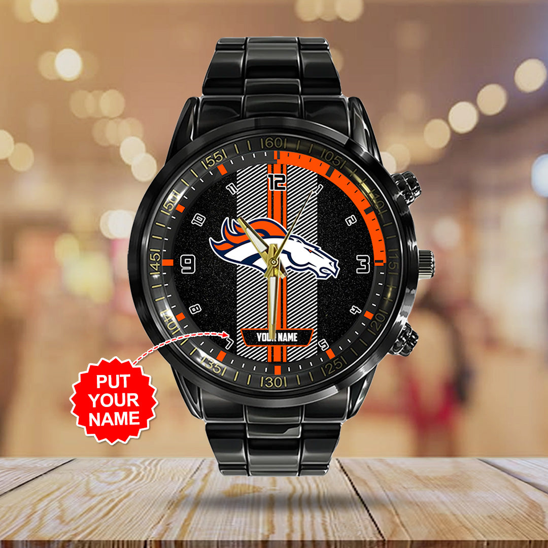 Personalized Denver Broncos Black Stainless Steel Watch – TANTN16012