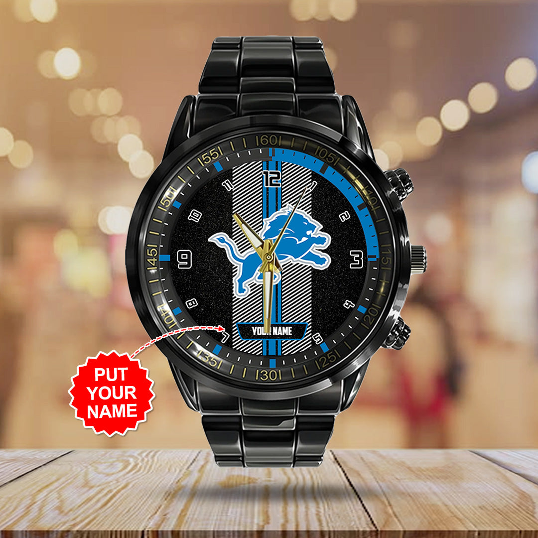 Personalized Detroit Lions Black Stainless Steel Watch – TANTN16013