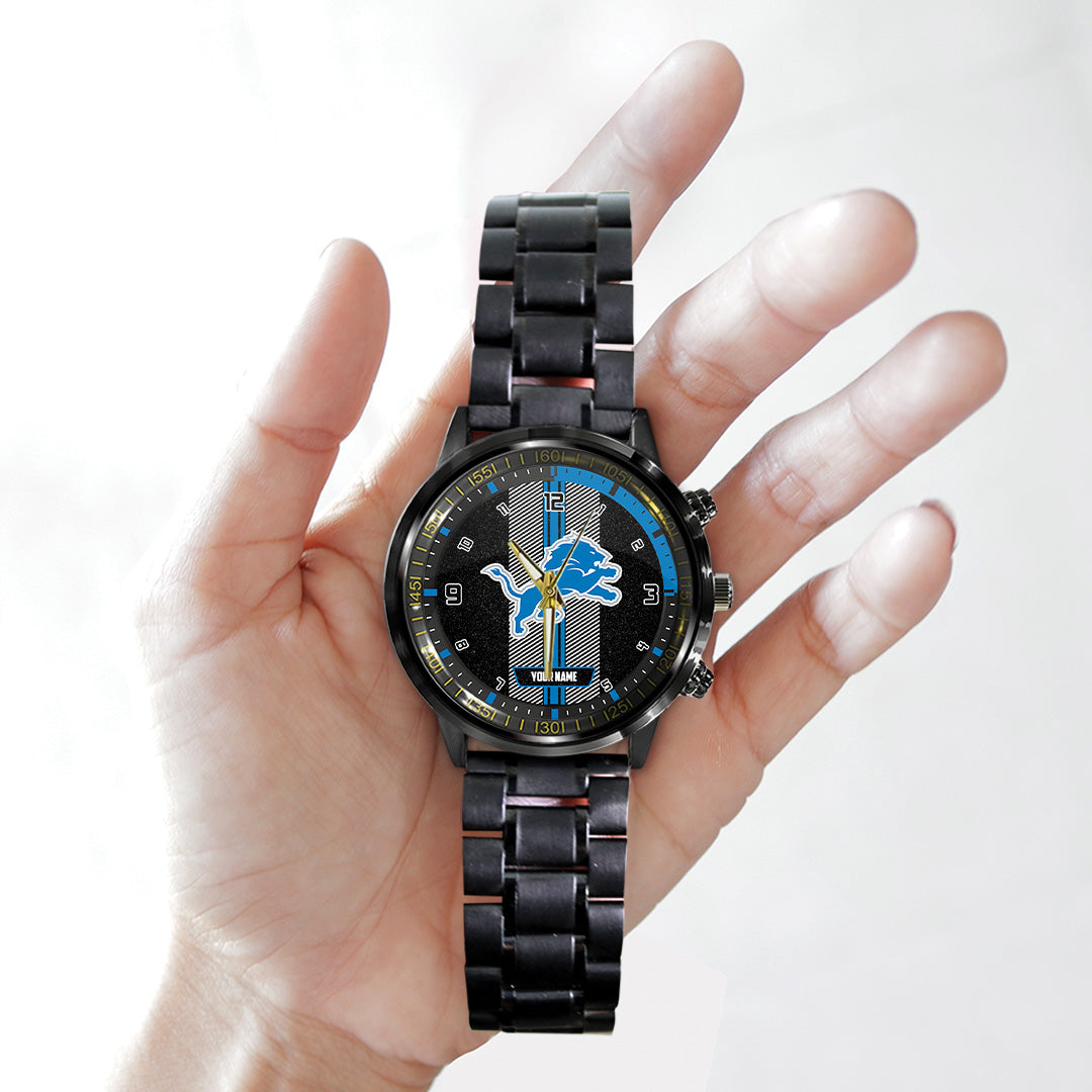 Personalized Detroit Lions Black Stainless Steel Watch – TANTN16013