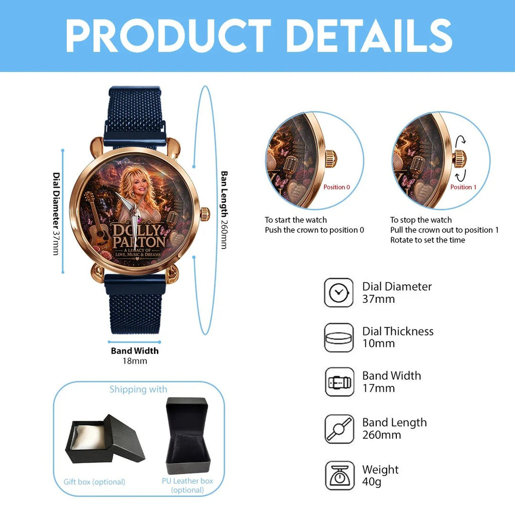 Dolly Parton Mesh Strap Quartz Watch – TMTHU8951