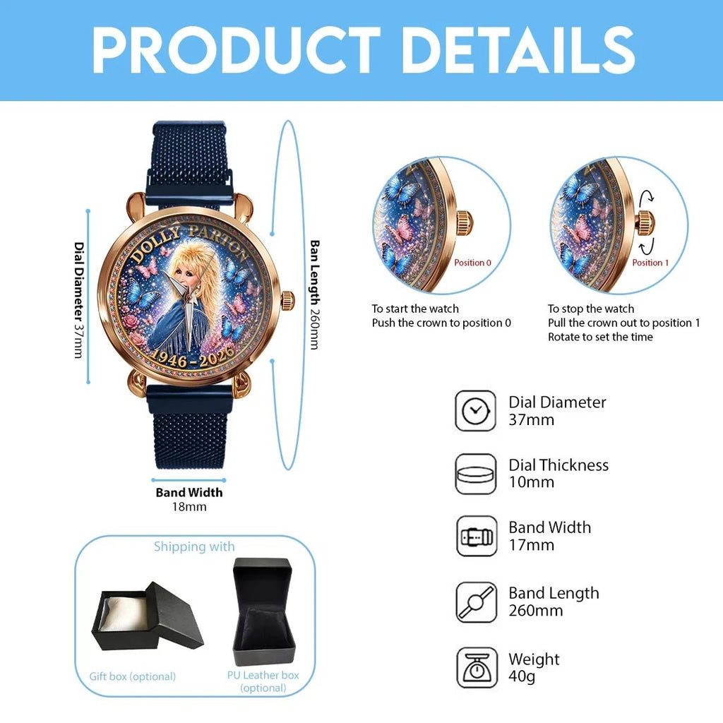 Dolly Parton Mesh Strap Quartz Watch – HOATT20759