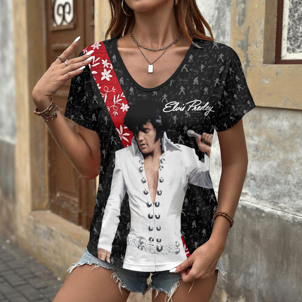 Elvis Presley 3D Women's V-Neck T-Shirt – HOATT17618