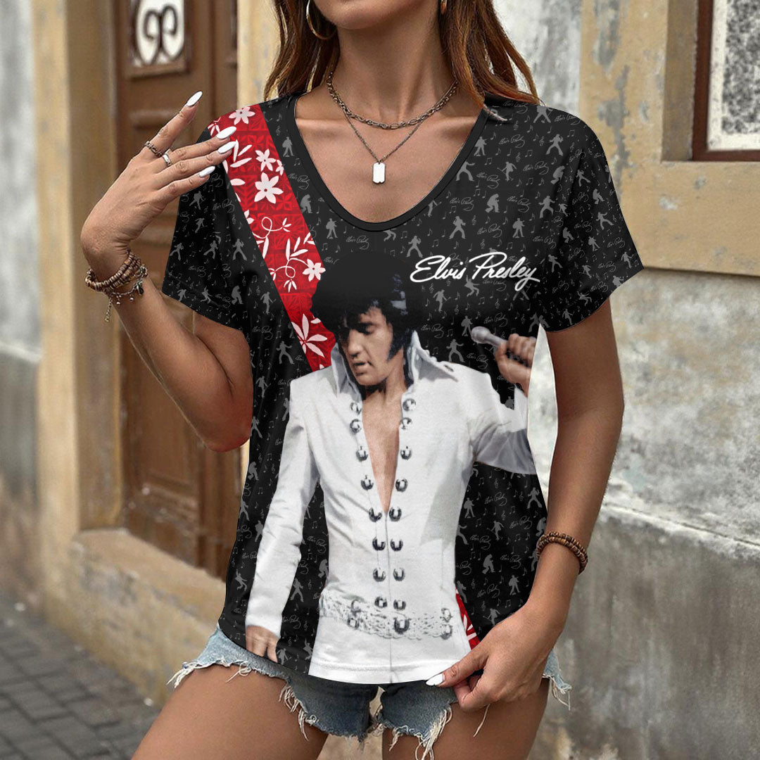 Elvis Presley 3D Women's V-Neck T-Shirt – HOATT17618