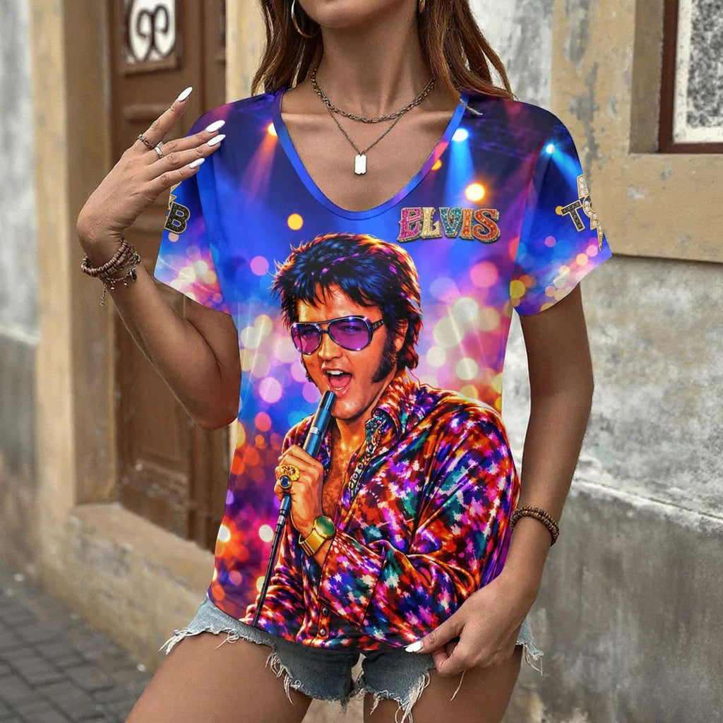 Elvis Presley 3D Women's V-Neck T-Shirt – HOATT21602