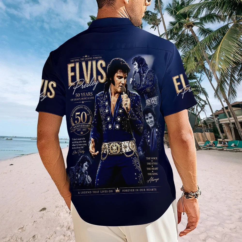 Elvis Presley 50th Anniversary 2027 Short Sleeve Button-Down Shirt – MAITM15471