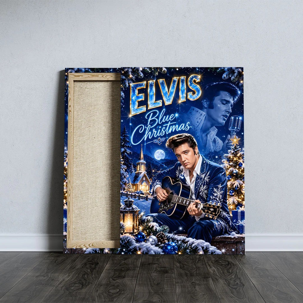 Elvis Presley Blue Christmas Rectangle Canvas With Inner Frame – TANTN26070