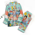 Elvis Presley Satin Pajama Set with Piping – TMTHU7018