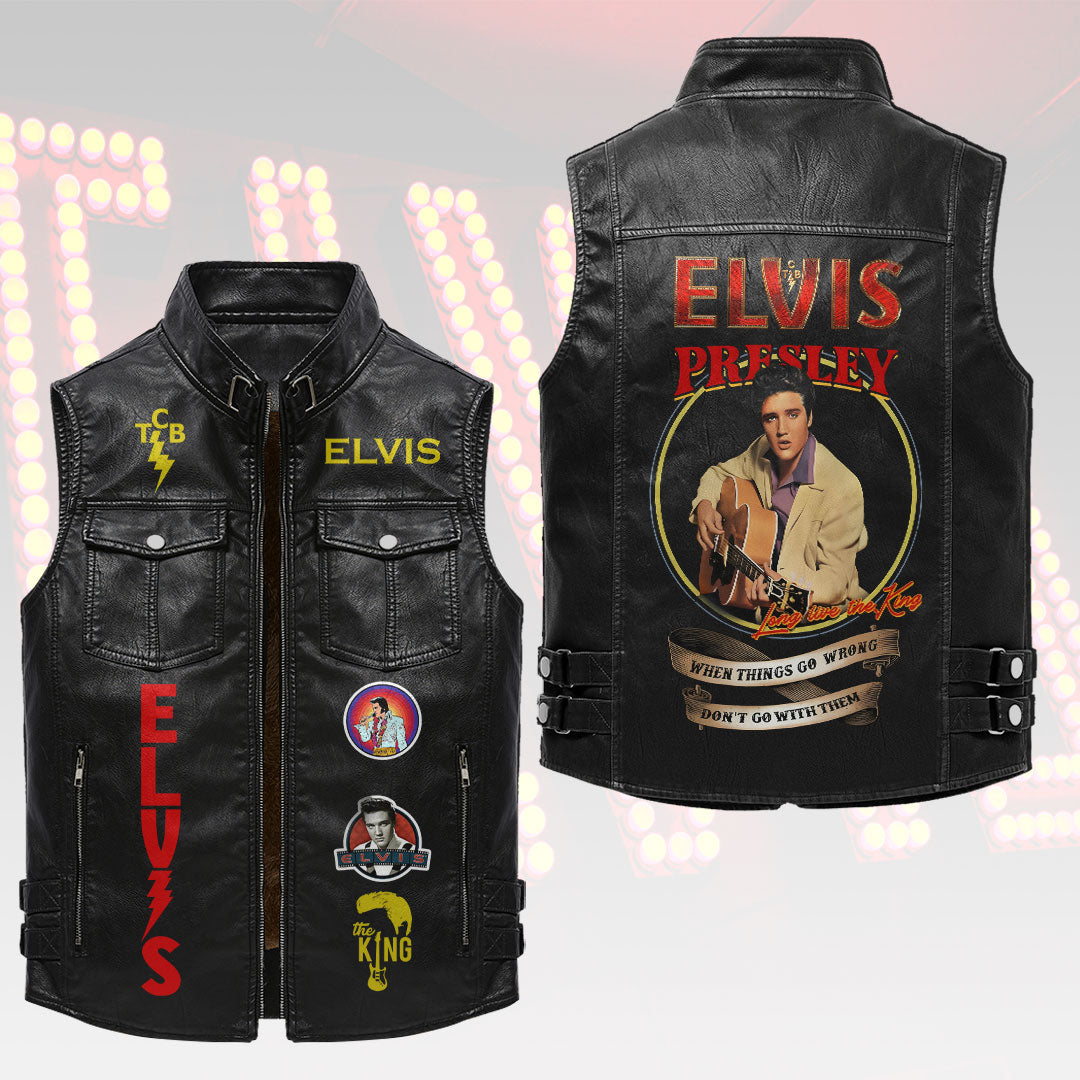 Elvis Presley Premium 2D Sleeveless Leather Vest – HOATT18827