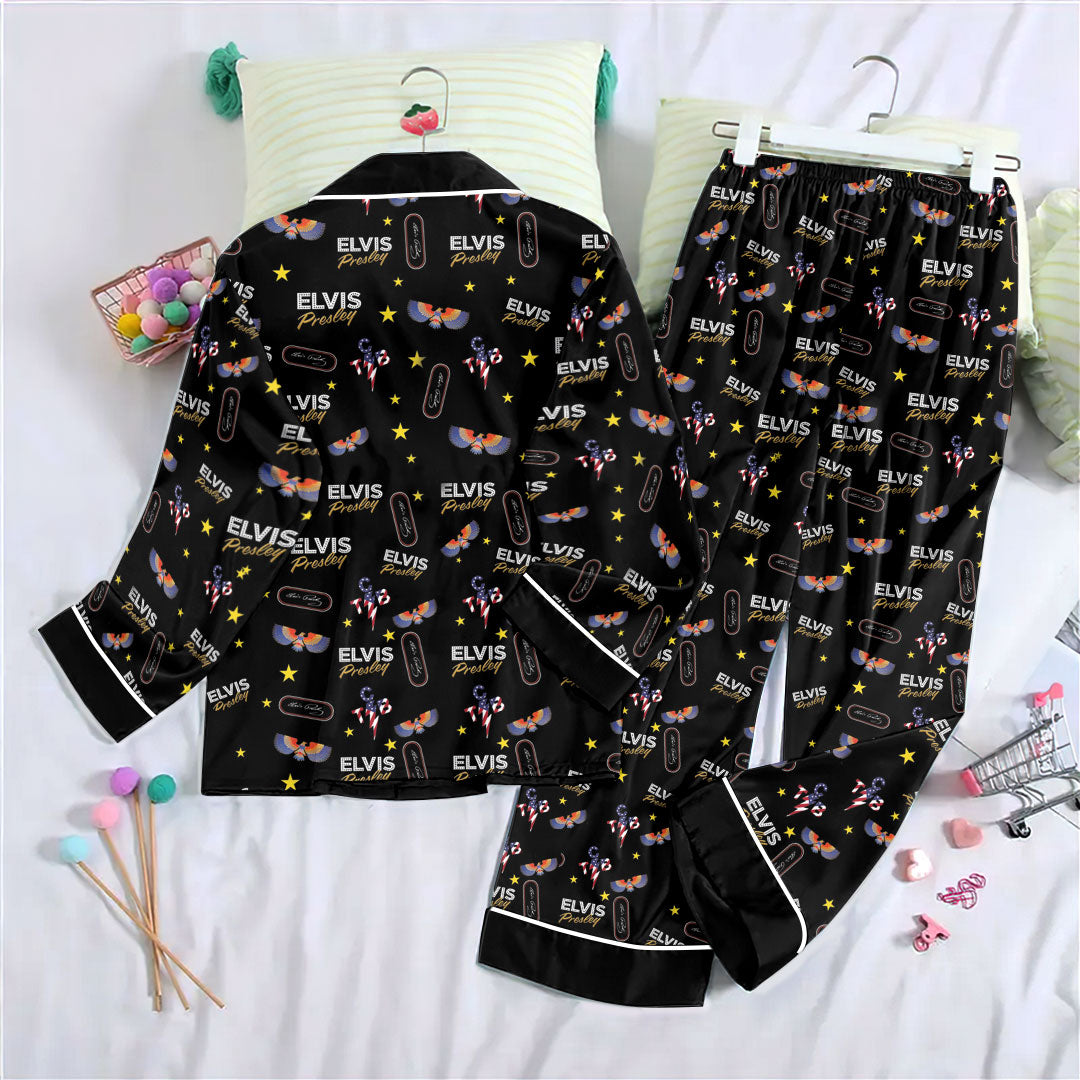 Elvis Presley Satin Pajama Set with Piping – HOATT19987