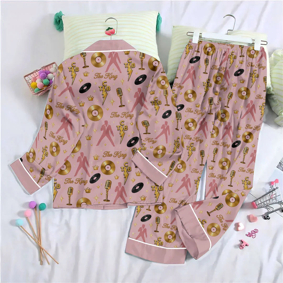 Elvis Presley Satin Pajama Set with Piping – HOATT20858